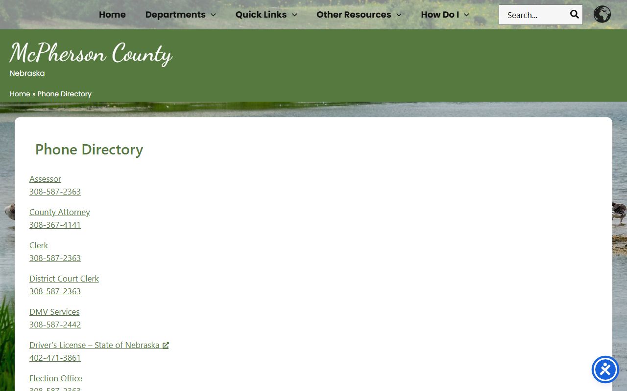 McPherson County inmate lookup phone directory with sheriff and court contacts