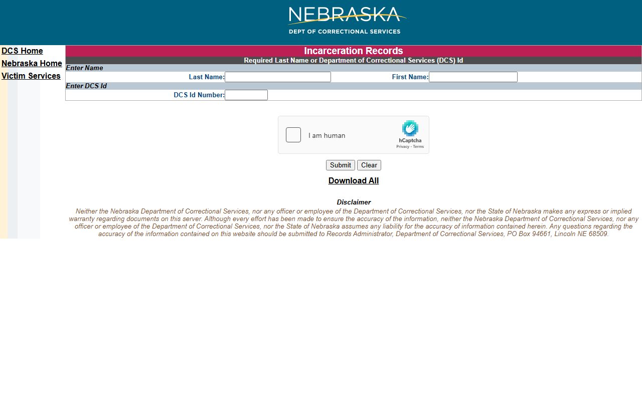 McPherson County inmate records NDCS incarceration record search form
