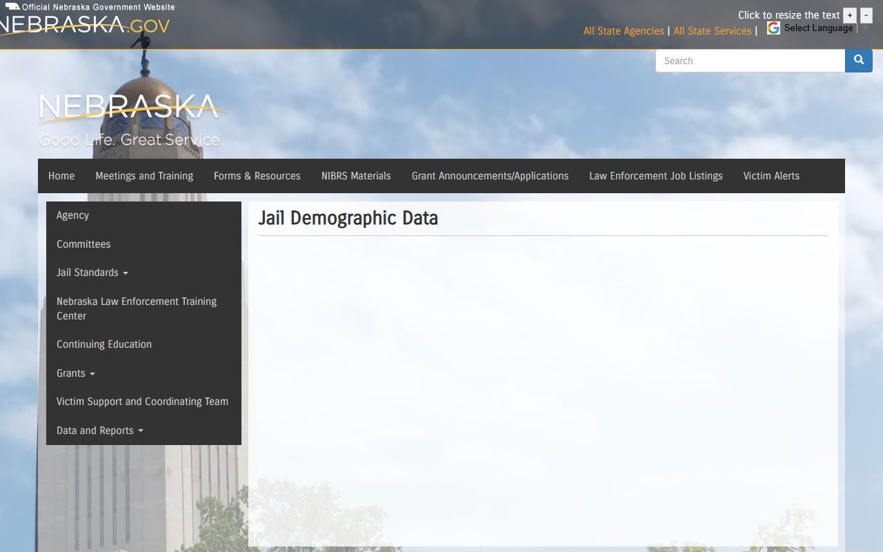 McPherson County jail mugshots research with Nebraska Crime Commission jail demographic data source
