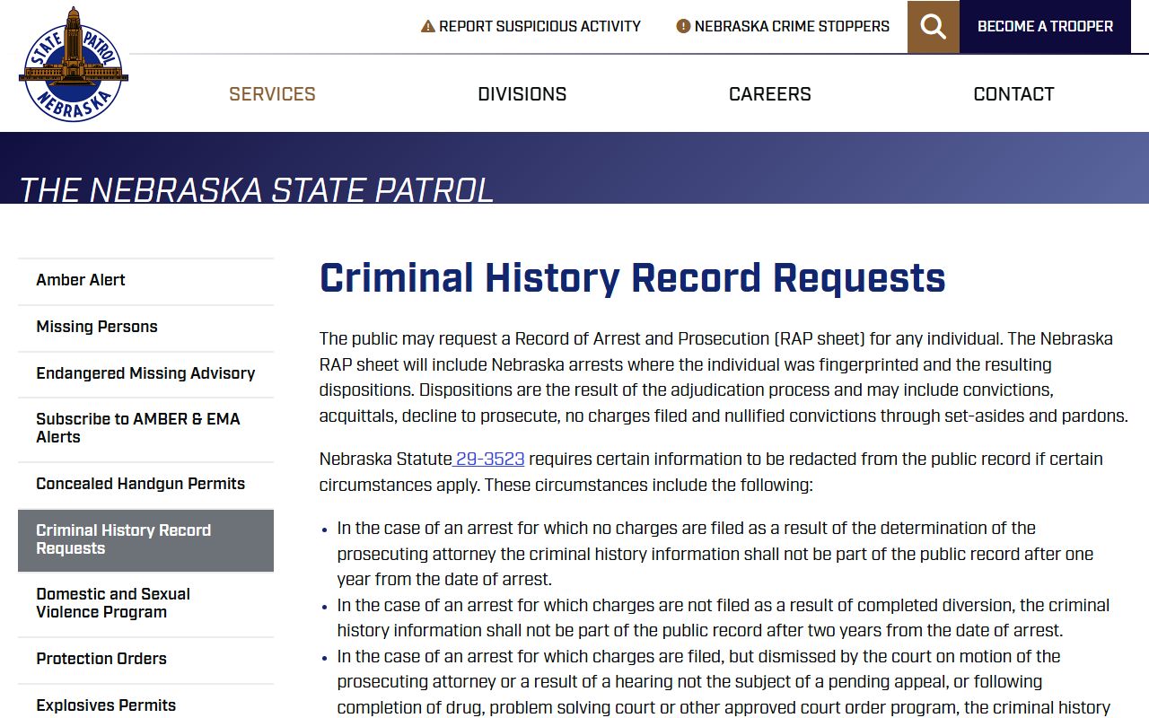 McPherson County mugshot removal research using Nebraska State Patrol criminal history record request information